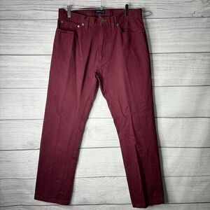 Lands End Men's Comfort Straight‎ Fit Chino Pants Deep Claret Burgundy 33x31